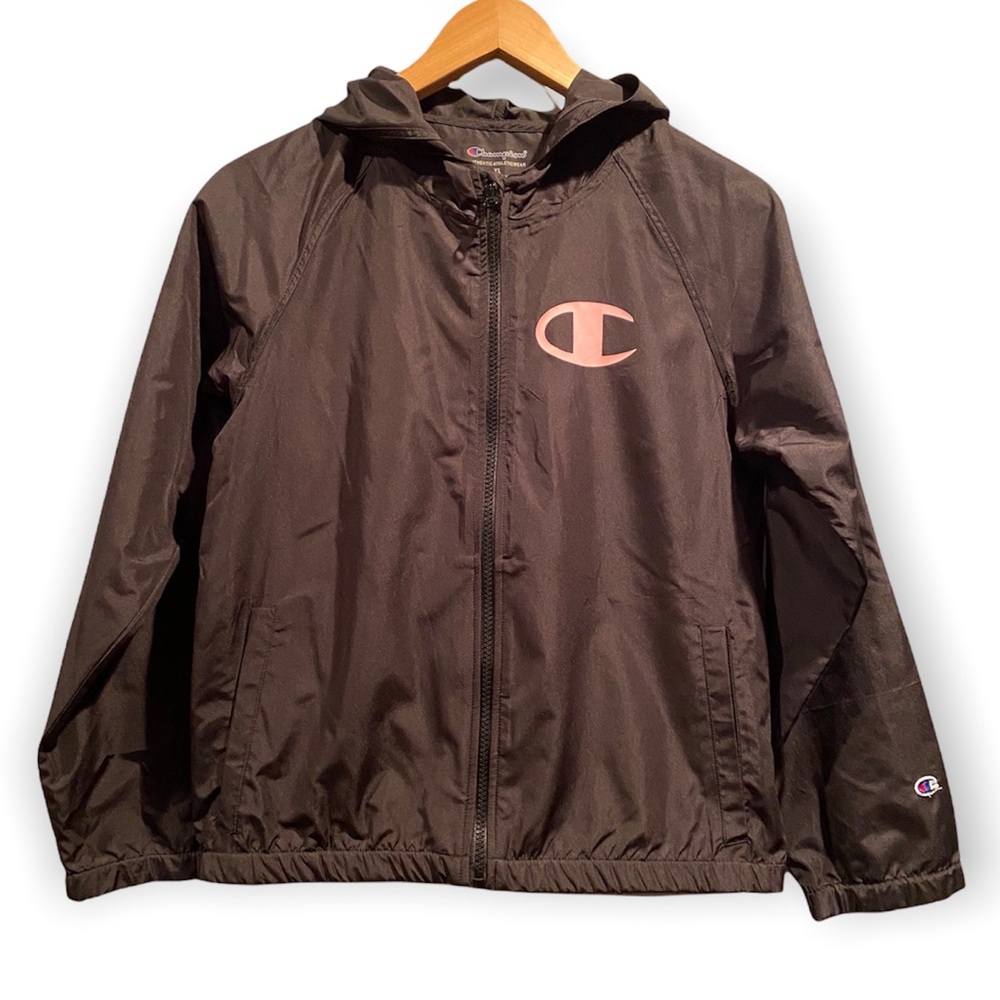 Girls Champion Windbreaker, Black, Size-XL
